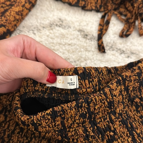 NWOT Matching Ruched Set Black and Brown small - Picture 4 of 5